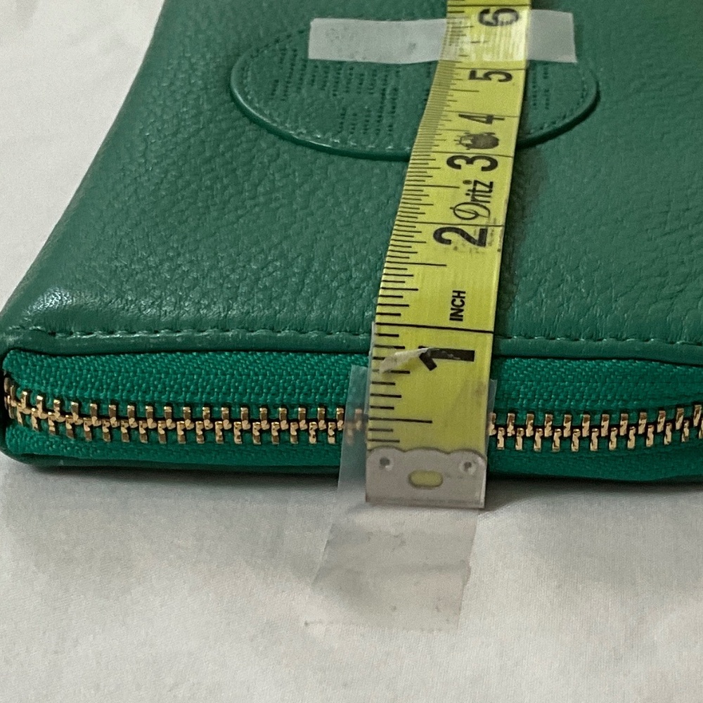 TORY BURCH Vintage Kipp Zippy Wallet Green - Picture 11 of 13